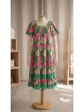 Robe L'Eté de Jeanne colorée 100% Coton l 2 vue de face l Tilleulmenthe mode boutique de vêtements femme en ligne