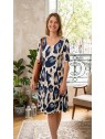 Robe femme beige et bleu marine l 1 vue porté l Tilleulmenthe mode boutique de vêtements femme en ligne