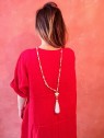 Sautoir Etoile Pompon avec perles en bois|1 vue de dos | Tilleulmenthe boutique de mode femme en ligne